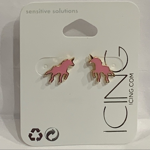 5/$30! MIX & MATCH! ICING Gold & Pink Enamel UNICORN POST EARRINGS! - Picture 3 of 7